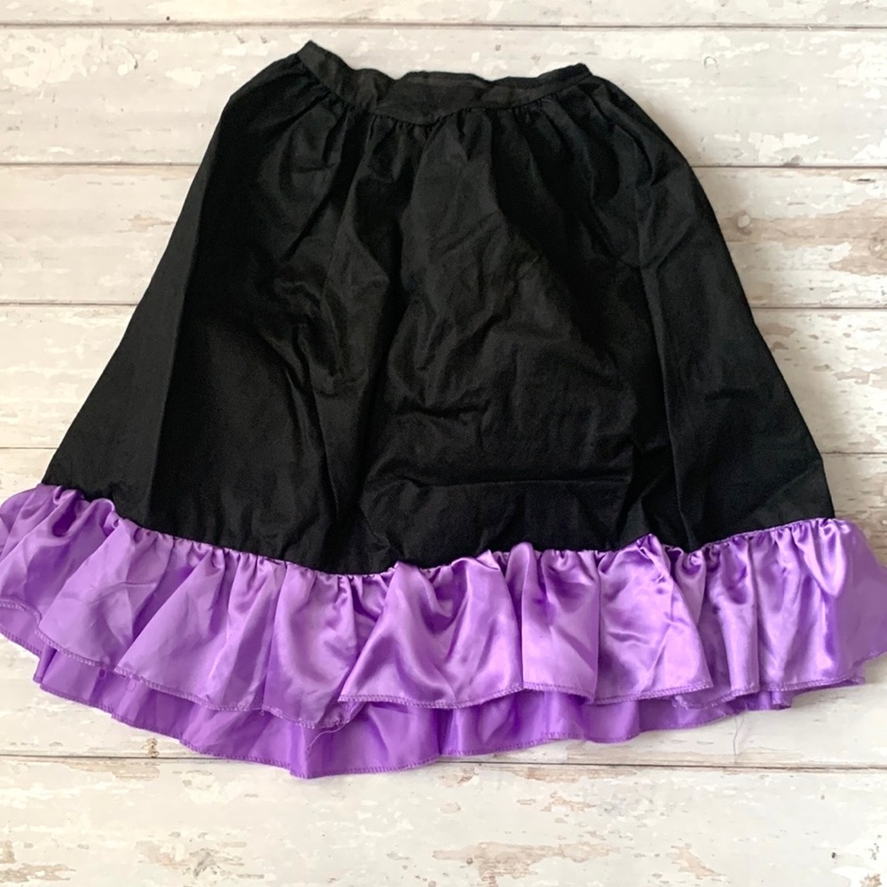 Kids 4-6yrs Black Witch Costume Skirt Purple Trim Halloween Girls Dress Up Dance